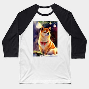 Watercolor shiba inu Baseball T-Shirt